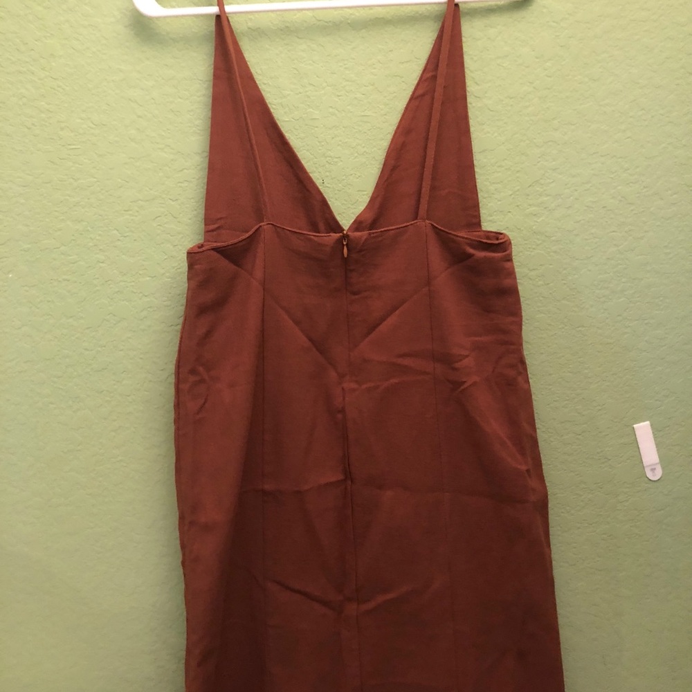 Rust Button Front Midi Dress Size S - image 1